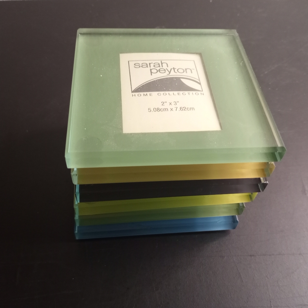 Sarah Peyton Home Collection 2"x3" Glass Photo Coasters Set of 6.